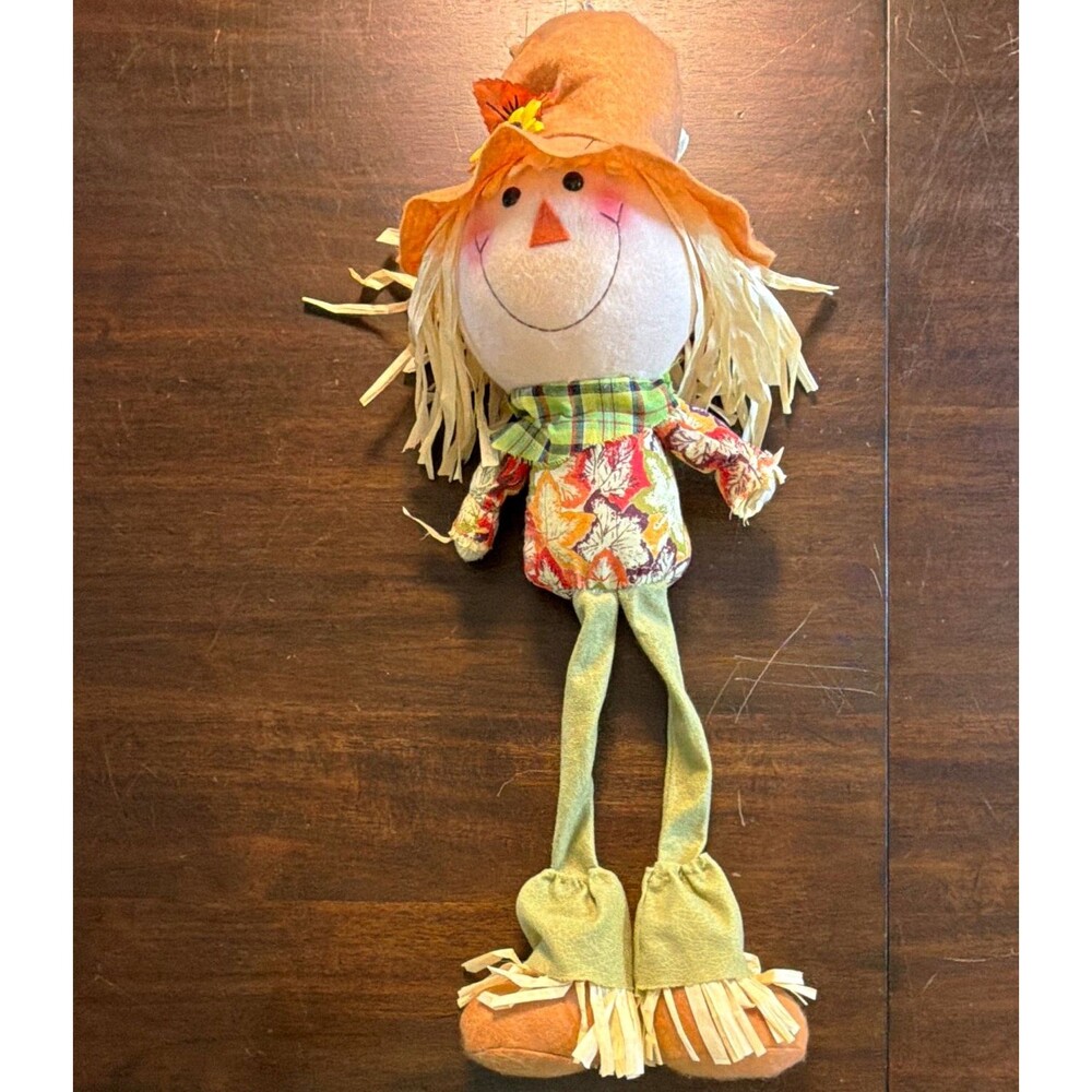 Fabric Scarecrow Floppy Leg Multicolor Halloween Thanksgiving Fall Decor